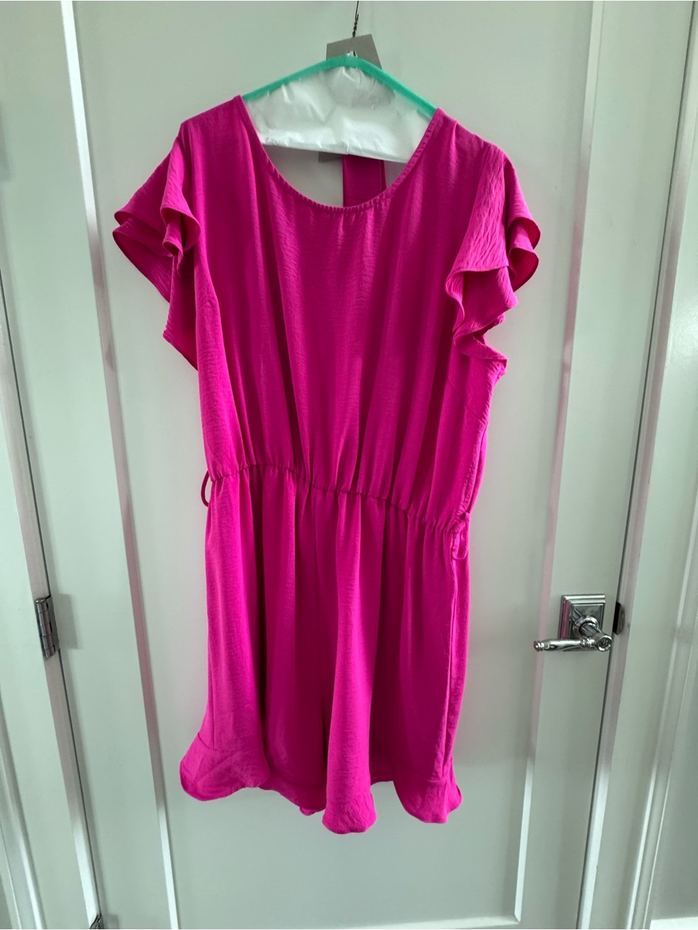 Impressions Hot Pink Flutter Sleeve romper